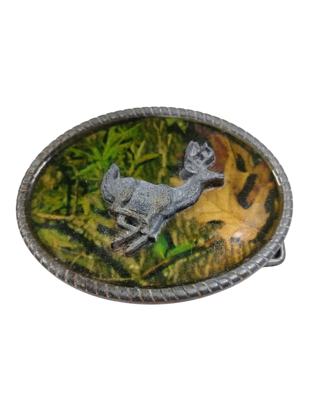 Raised Detail CAMO DEER RUNNING camouflage BELT BUCKLE Outdoor wildlife Wear